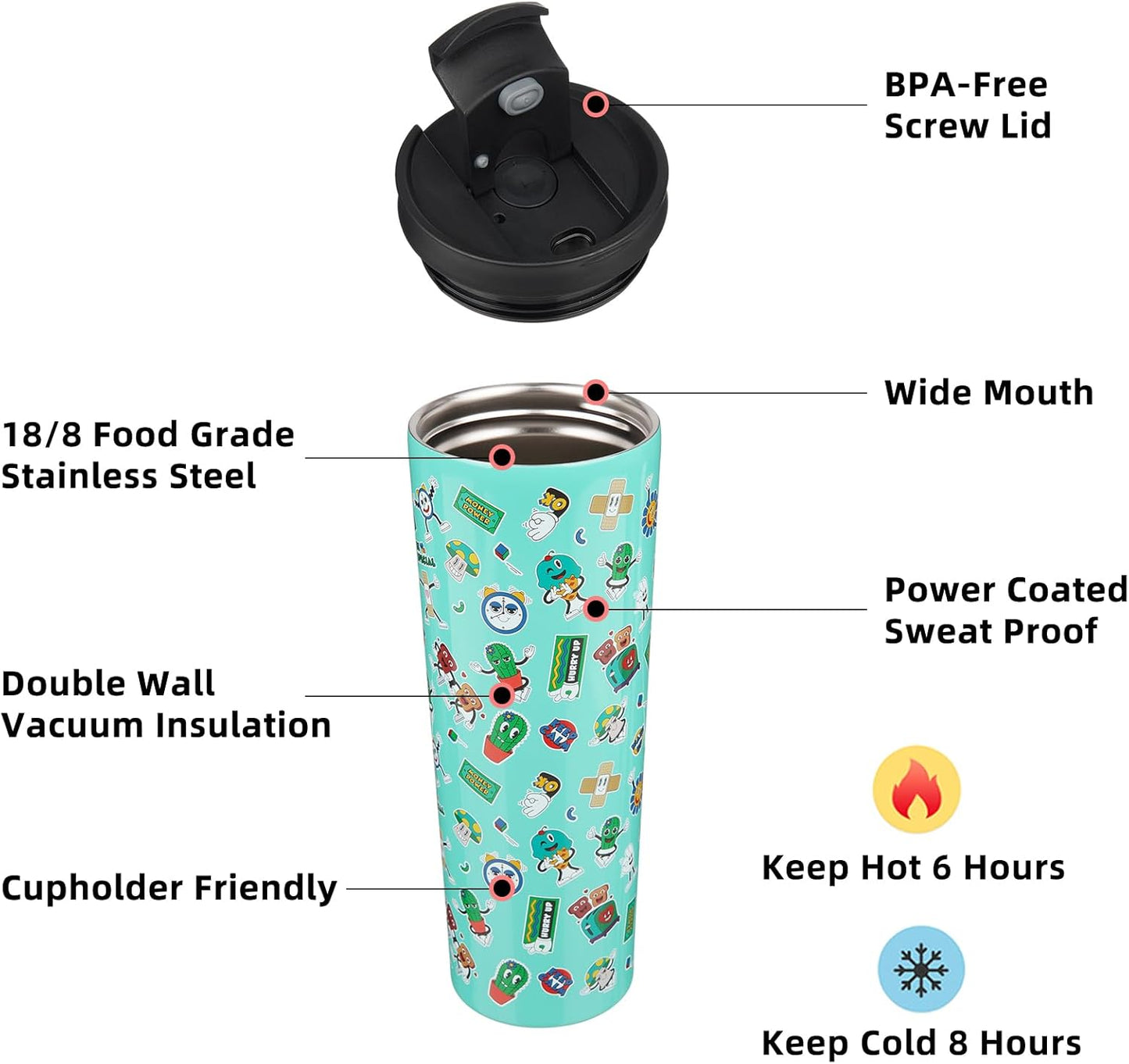 BJPKPK 30oz Stainless Steel Insulated Tumbler With lid And Straw Travel Coffee Thermal Tumblers Cup For Women And Men,Spring Party Green