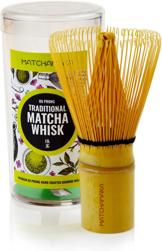 Whisk - Natural Bamboo - MATCHAMAKA 80 Prong Chasen - Traditional Japanese Bamboo Matcha Whisk - Matcha Ceremonial Powder whisk- The Perfect Matcha Green Tea Ceremony Whisk