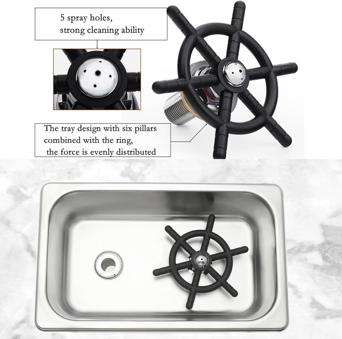 DIBTSA Pitcher Rinser, Automatic Glass Cup Washer, Stainless Steel Coffee Milk Tea Cup Cleaner Sink, for Home Kitchen Hotel Bar Restaurant (10.4x6.4x2.6 Inch)