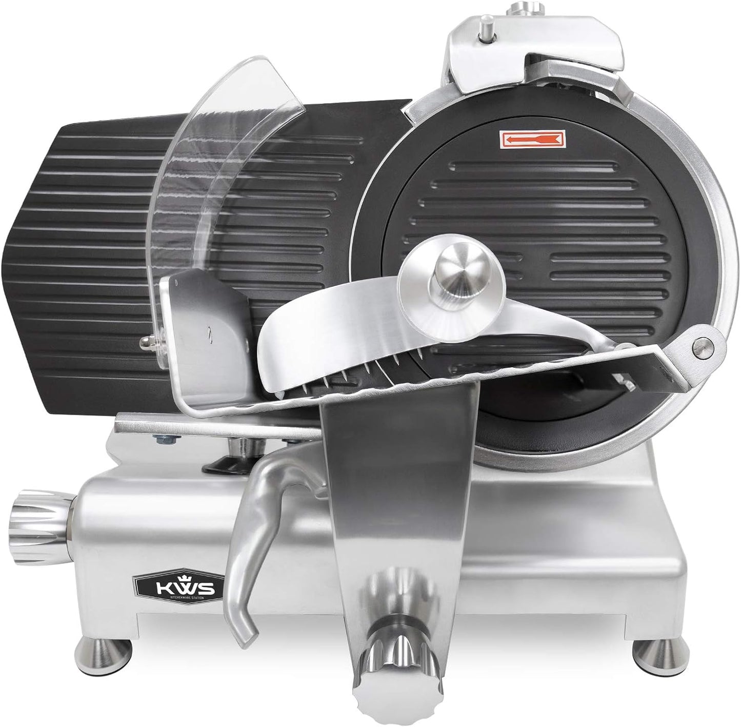 KWS MS-12ET Metal Collection Commercial 420W Electric Meat Slicer 12-Inch with Non-sticky Teflon Blade & Extended Back Space, Frozen Meat/Cheese/Food Slicer Low Noises [ ETL, NSF Certified ]
