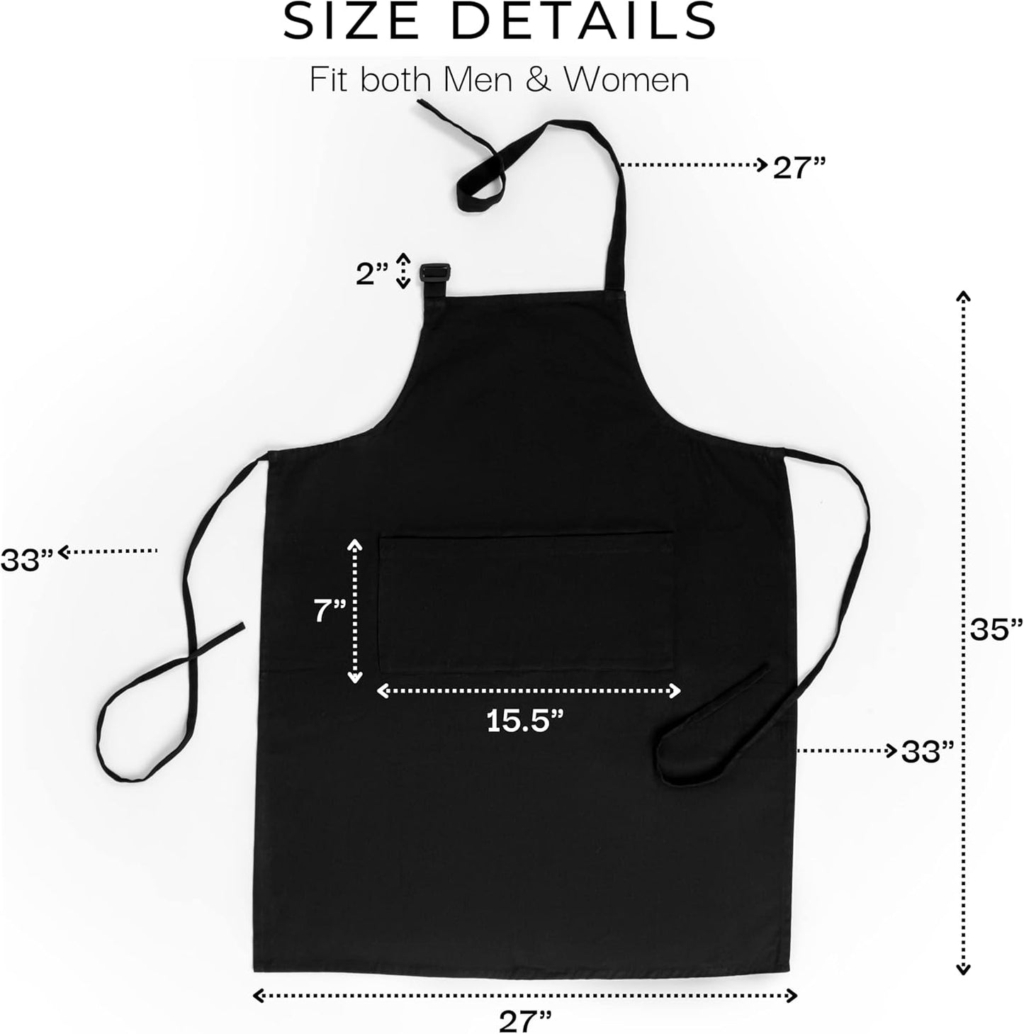 RAJRANG 100% Cotton Cooking Apron with 3 Pockets Kitchen Chef BBQ Adjustable Bib Aprons for Women Men