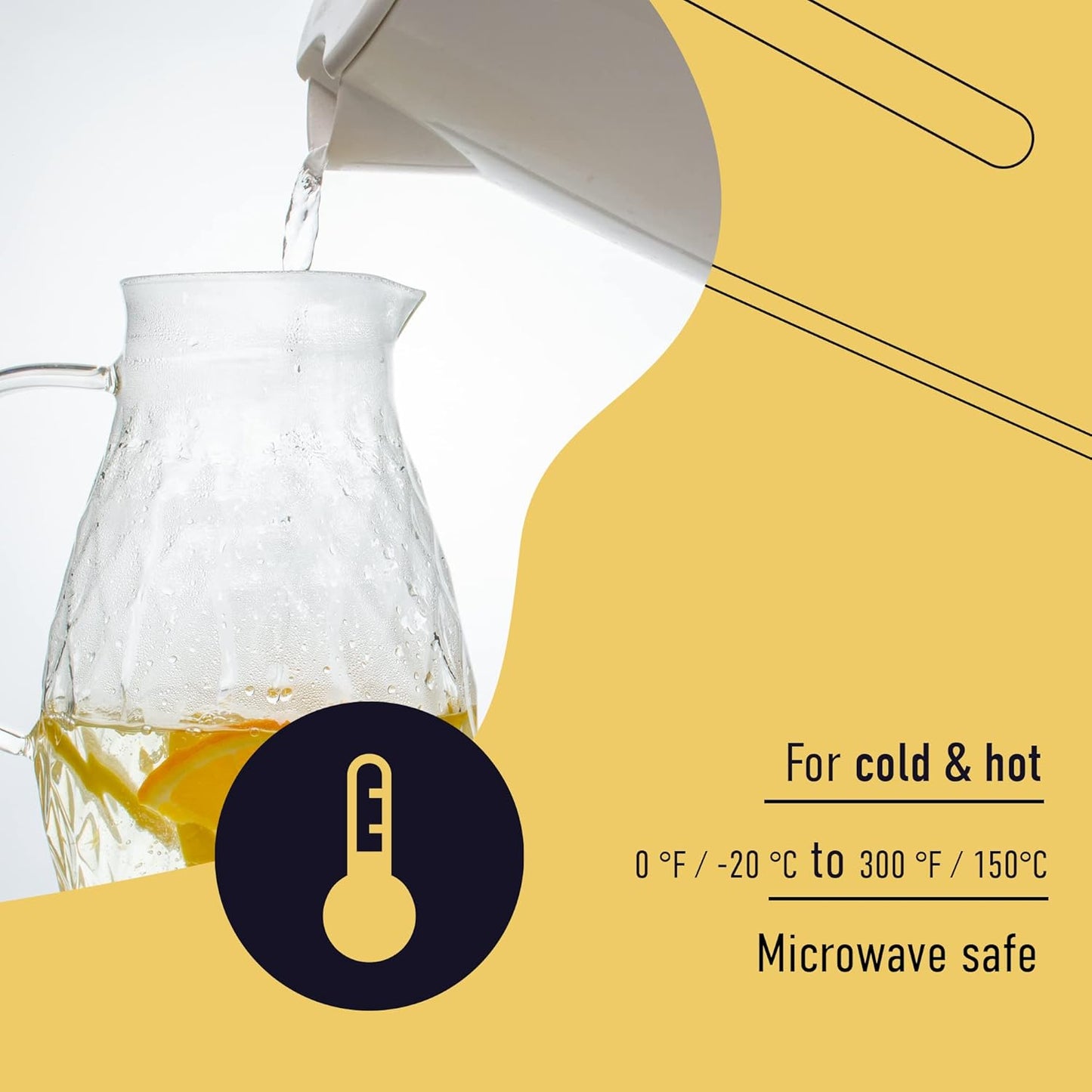 Glass Pitcher with Lid and Spout - 2 Liter / 68 oz, Borosilicate Glass w/Handle - Carafe for Hot/Cold Beverages - Water Jug - Iced Tea Pitcher - Juice Server - by PJC-Kitchen