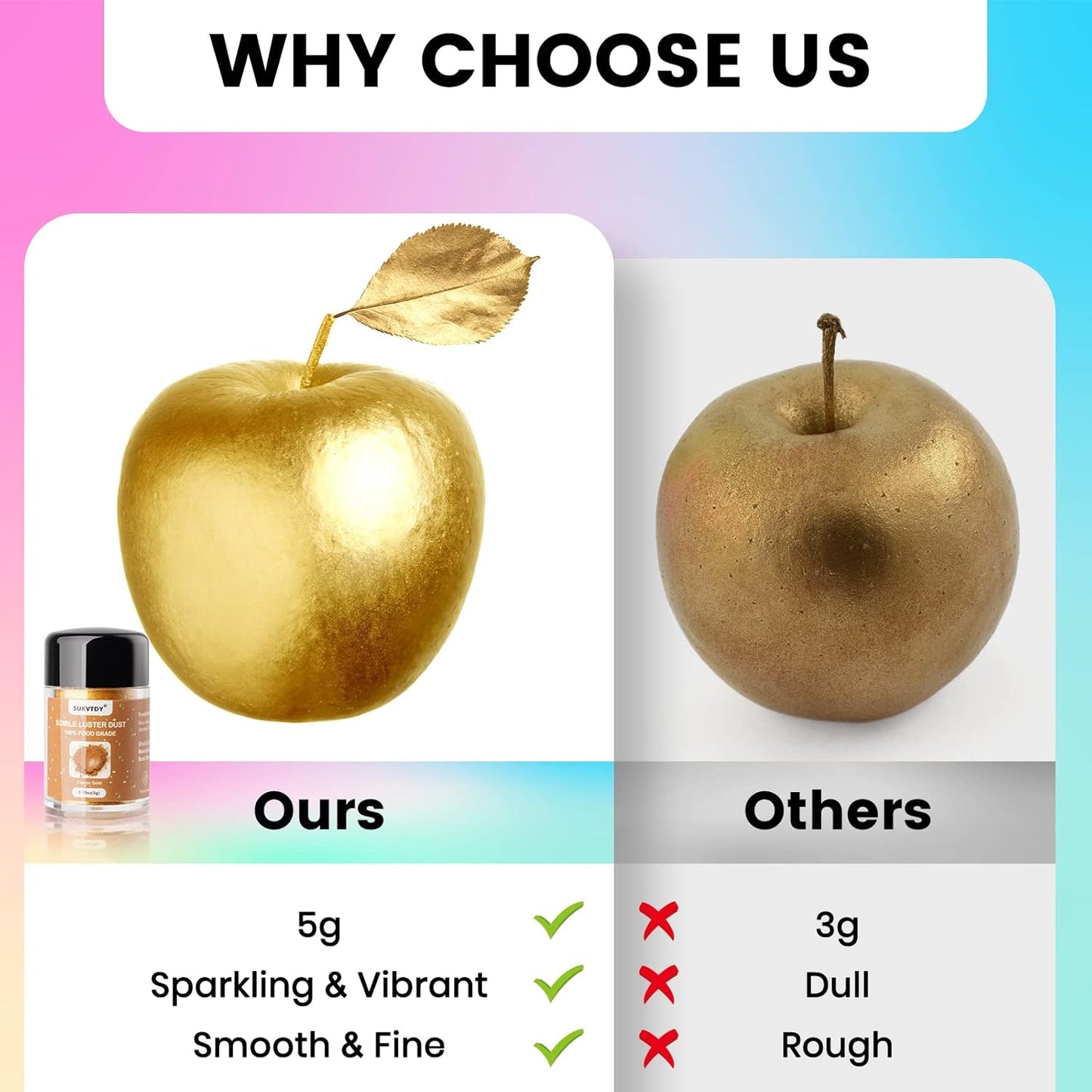 Edible Glitter for Cocktails and Cakes, 12 Colors x 5g Food Grade Shimmer Luster Dust Edible Set, Food Glitter for Drinks Cookies Chocolate