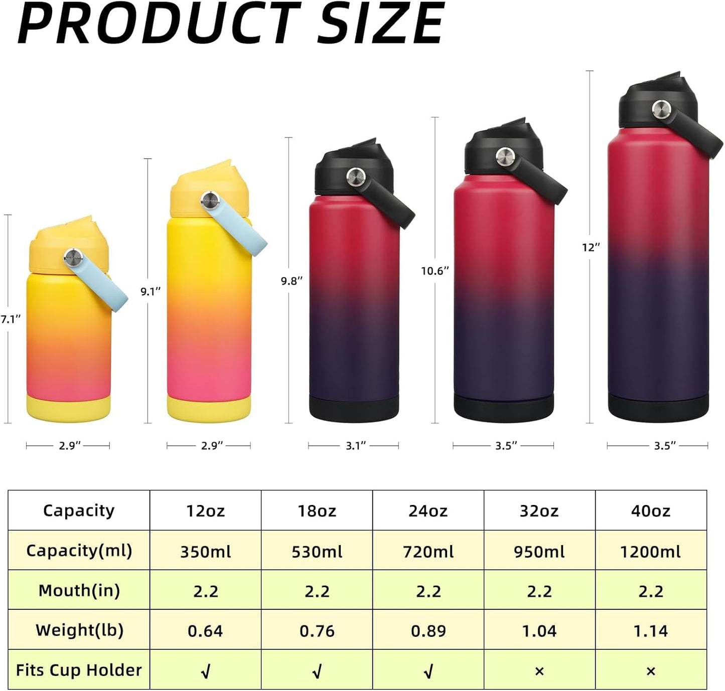 BJPKPK Water Bottle with Straw Lid, 24oz Vacuum Insulated Water Bottles, Metal Stainless Steel Thermos for Sports, Travel, BPA Free Leak Proof Thermos, Cups, Flasks, Tumblers,Charming Red