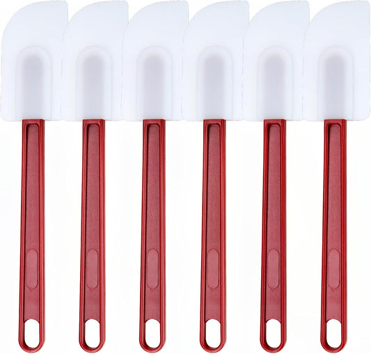 6 Pcs Commerical Rubber Spatula, 9.5-Inch Silicone Rubber Spatula Set High Heat Resistant, Commercial Grade Spatulas, Silicone Jam Scrapers for Baking, Nonstick & BPA-Free