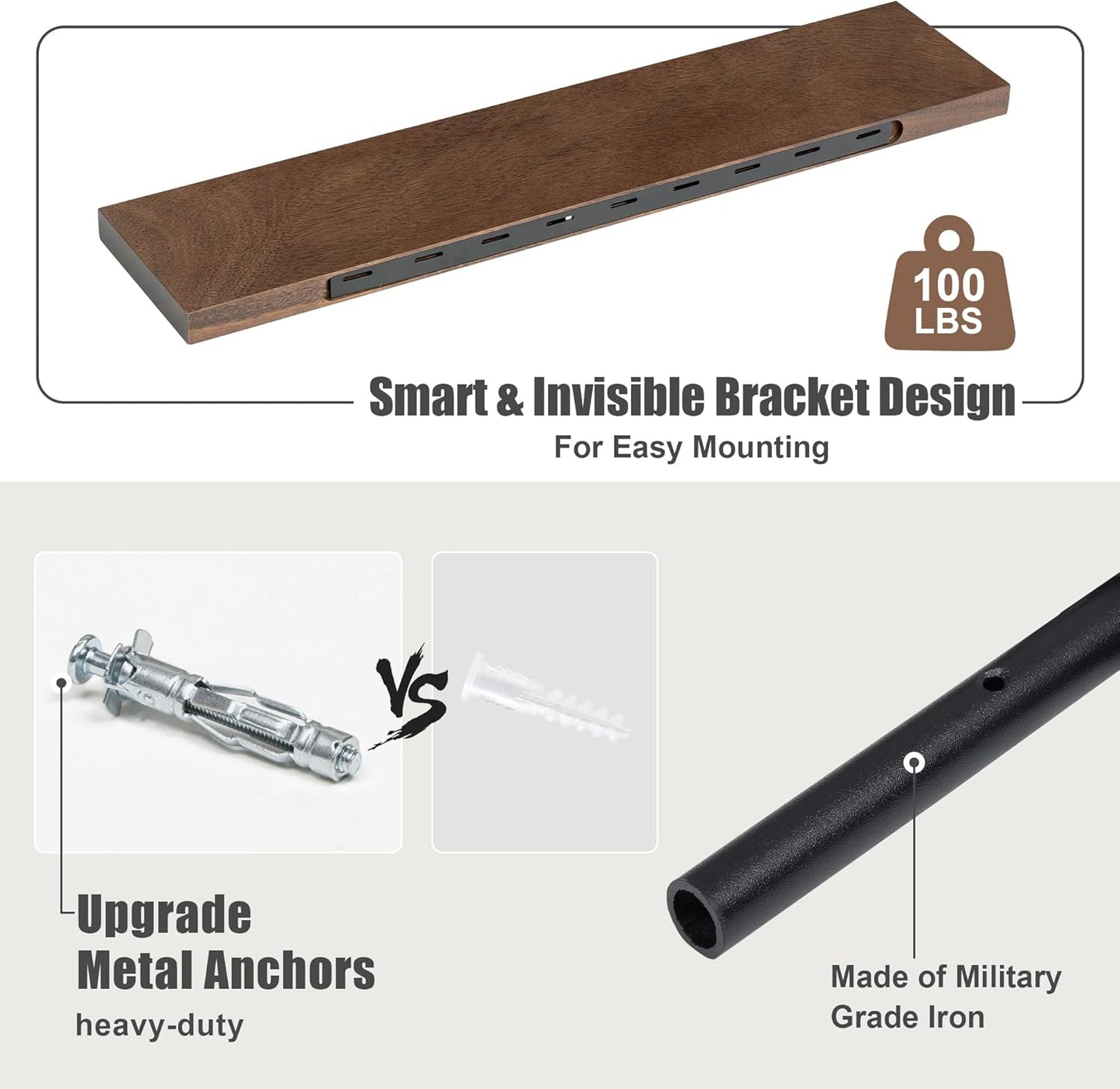 Floating Shelves for Wall, USA-Sourced Walnut Wood 55 Inch Long Wall Shelves, Natural Wooden Wall Mounted Picture Ledge Shelf, Nursery Book Storage Shelf Kids Bookshelf, Display Shelf for Bathroom