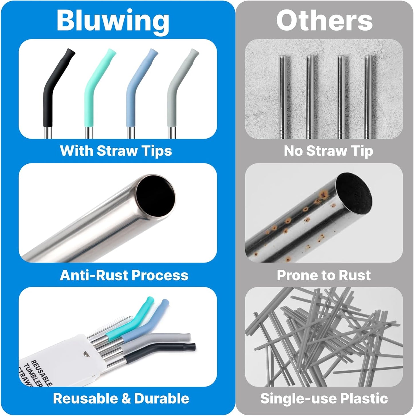 Stainless Steel Straws for 30 oz YETI Tumbler, 4 Pcs Metal Straws Reusable with Silicone Tip for 30 oz 35 oz YETI Cup(Color 1)