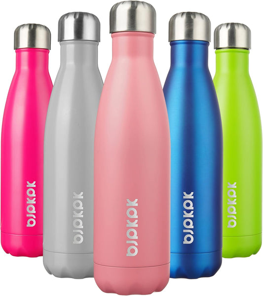 BJPKPK 17oz Insulated Stainless Steel Water Bottles,Sports Water Bottles Keep Cold for 24 Hours and Hot for 12 Hours,BPA Free for Travel,Light Pink