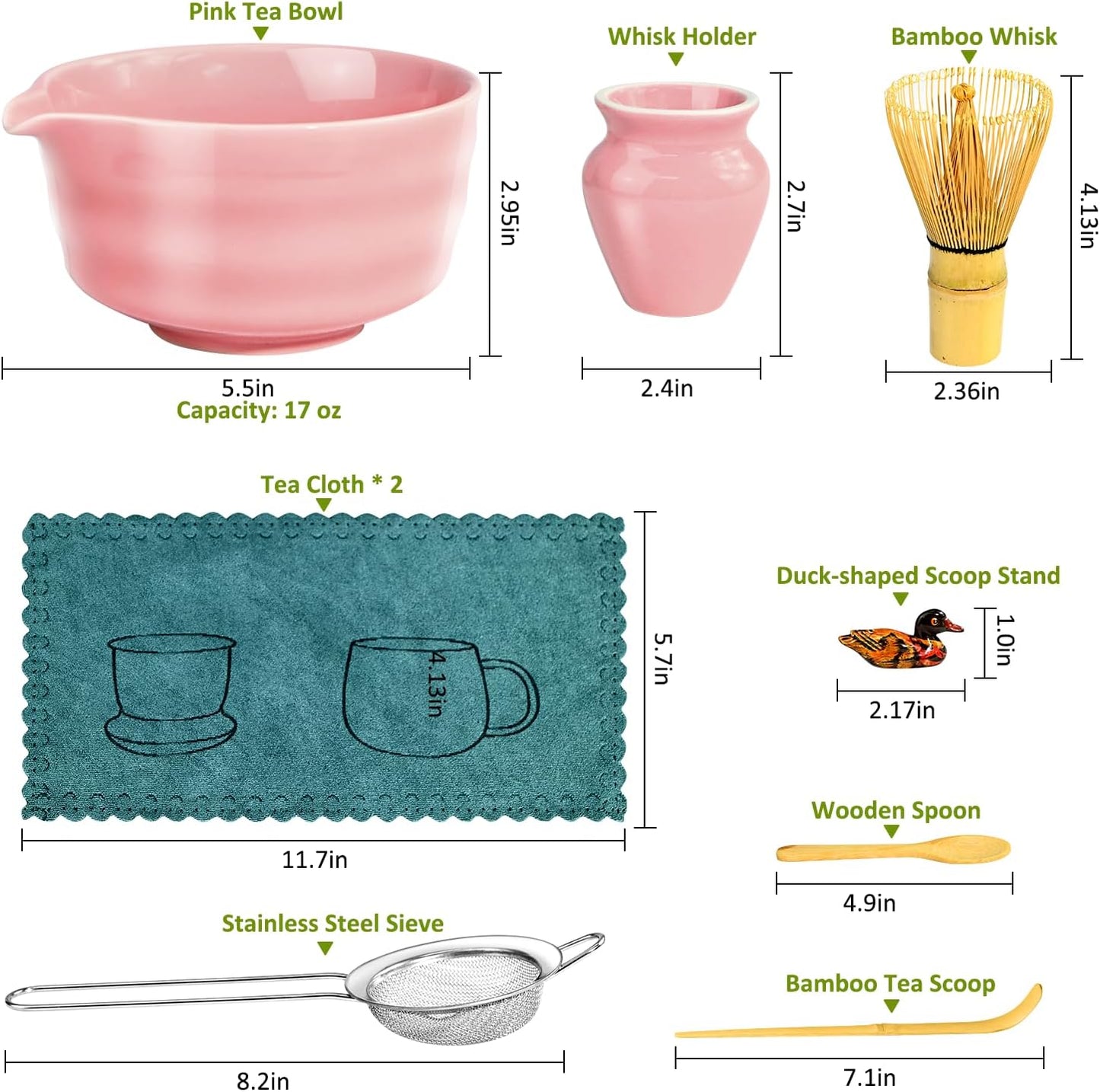 Matcha Set, 9 Pcs Japanese Matcha Whisk Set Matcha Tea Set for Traditional Tea Ceremony, Ceramic Matcha Kit for Matcha Drinks Matcha Set Whisk and Bowl Gift for Starters & Matcha Lover, Pink