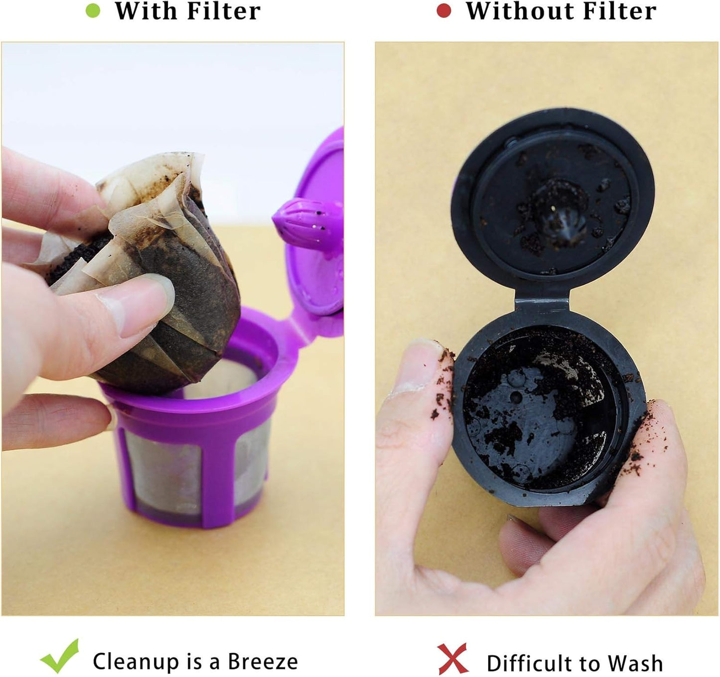 Disposable Coffee Filters, 100 Counts Coffee Filter Paper for Keurig Brewers Single Serve 1.0 and 2.0, Compatible with Reusable K Cup Filter, White