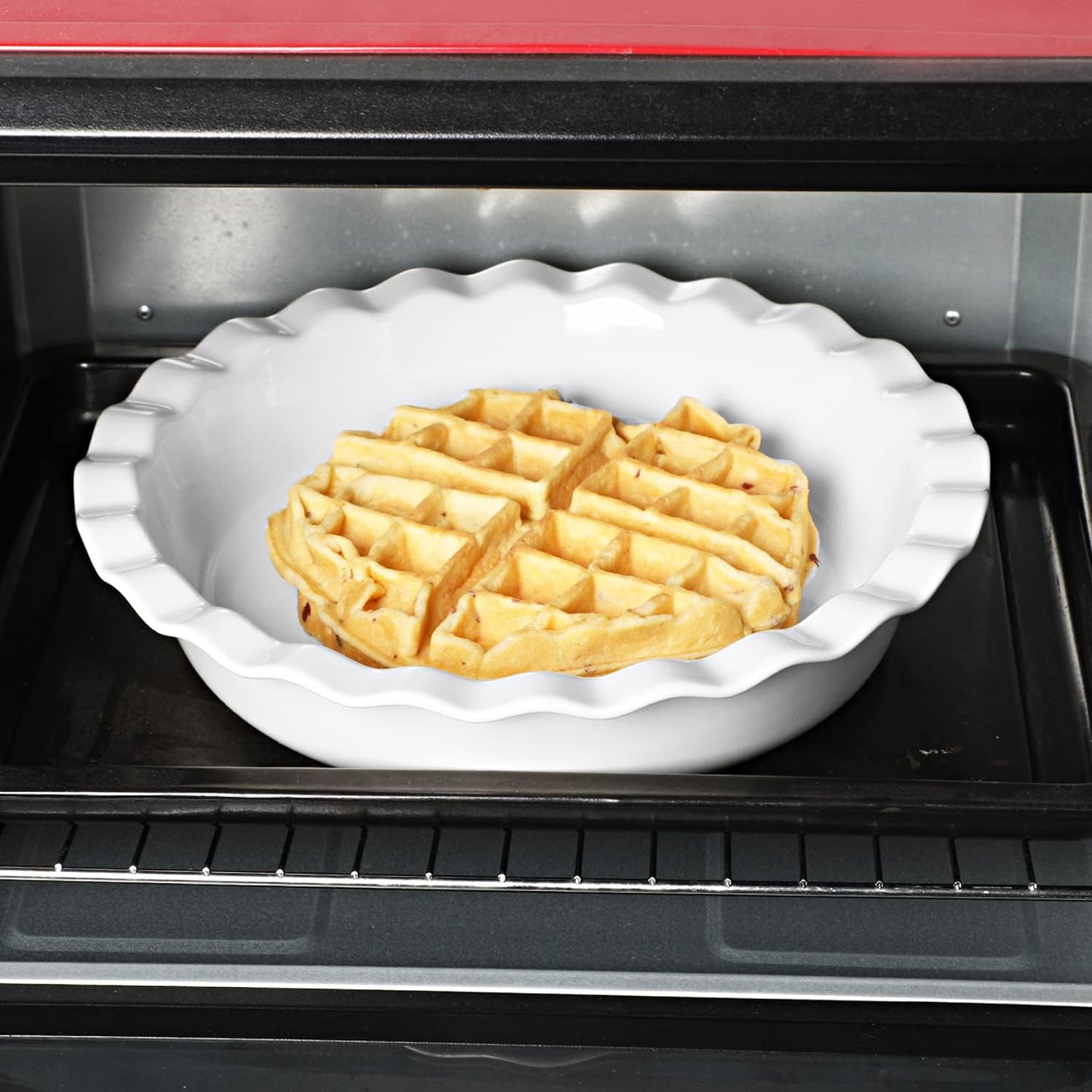 ONTUBE 10.5-Inch Deep Pie Pans 50oz, Ceramic Large Round Pie Tins for Baking, (White, 1 Pieces)