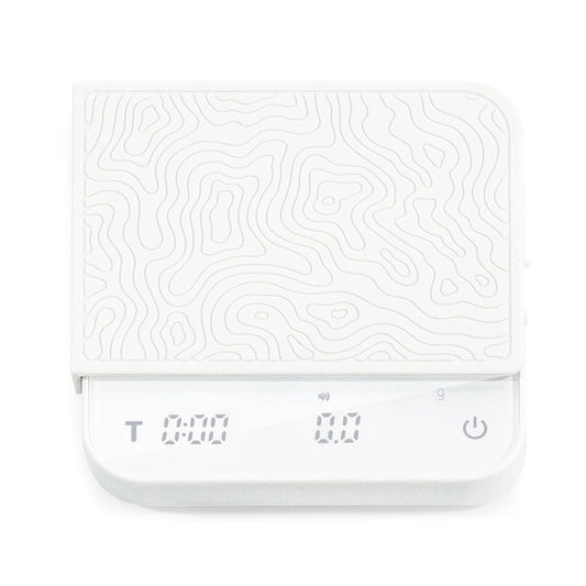 Mini Coffee Scale with Timer – Digital Barista Weight Scale with Designer-Patterned Tamper Mat, 0.1g High Precision, Portable & Rechargeable for Espresso, Pour Over, Drip, and Kitchen Brewing Use