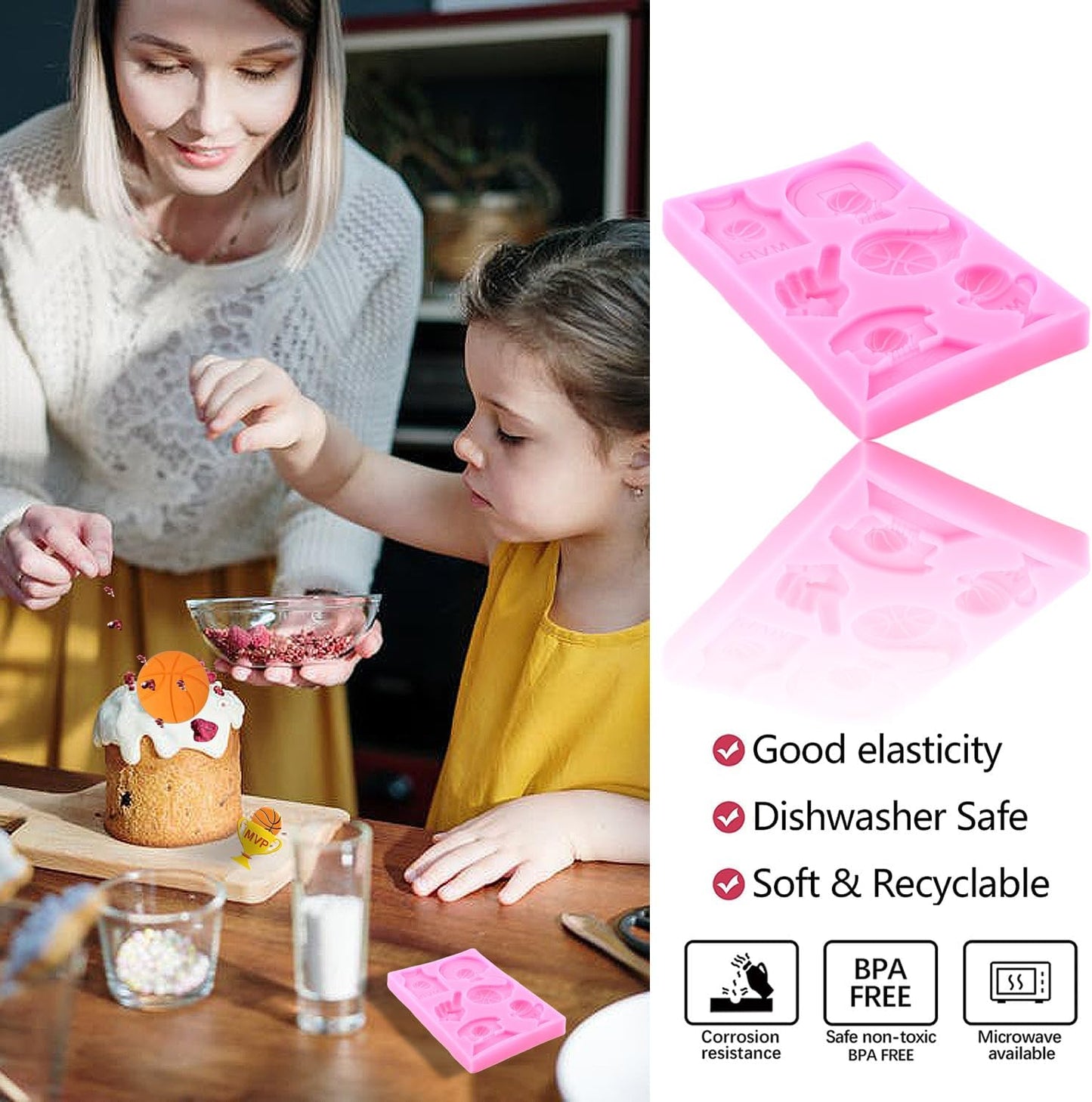 Mujiang Basketball Silicone Molds Sports Fondant Mold For Cake Decorating Cupcake Topper Candy Chocolate Resin Sugar Gum Paste Set Of 3