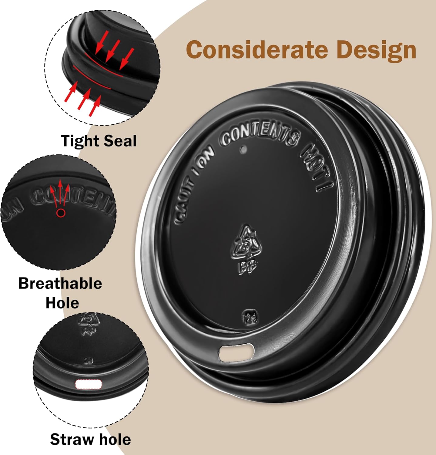 240 Pack Disposable Coffee Cup lids, 3.54'' Leak-Proof Disposable Plastic Cup Lids for 10, 12, 16, 20oz Paper Cups, Hot/Cold Drinking Cup Lids, Black