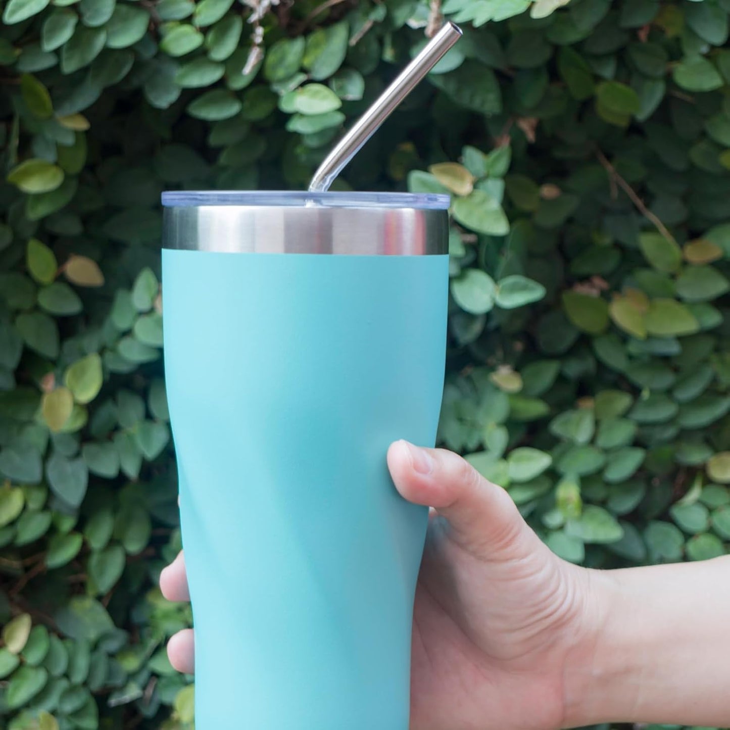 10 Pcs Stainless Steel Straw, Long Metal Straws for 40 Oz Tumbler Comes with Two Cleaning Brushes and A Bag, Reusable Drinking Accessories, Easy to Clean