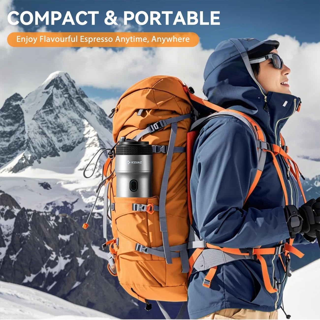 Portable Espresso Machines, Electric Espresso Maker with Self-Heating, USB-C & Car Charger, 20 Bar Mini Coffee Maker With NS Capsule & Ground Coffee for Camping, Hiking, Travel, Office, Silver