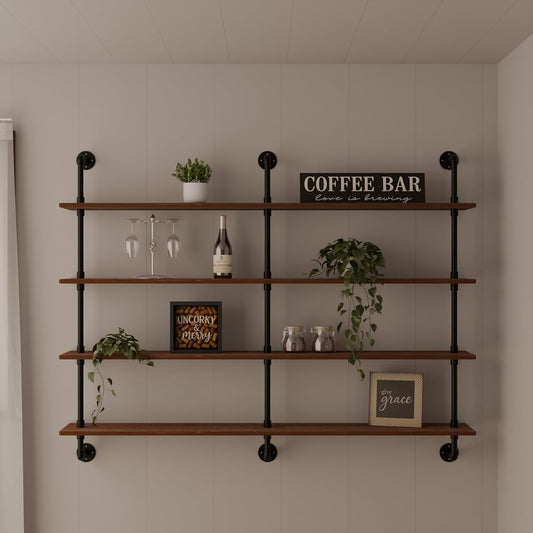 Floating Shelves for Wall Bookshelf Industrial Pipe Shelving Shelves 60 Inch Natural Wood Planks Rustic Wall Shelves Hanging Bookshelves Farmhouse Kitchen Shelving