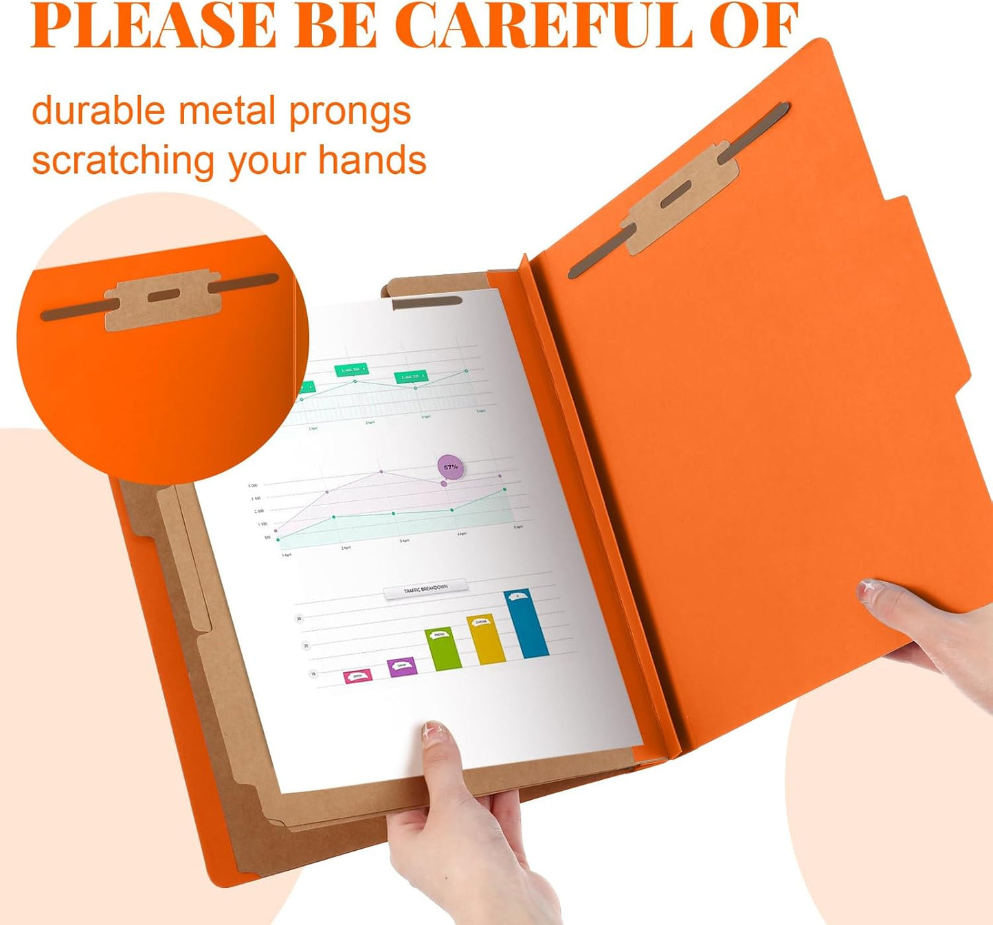 36 Pcs Classification Folders Letter Size, Back to School Supply for Teacher, Student, 3 Dividers Pressboard File Folder Bulk with 2 Fasteners, 3.5 Inch Expanding File Organizer (Orange)