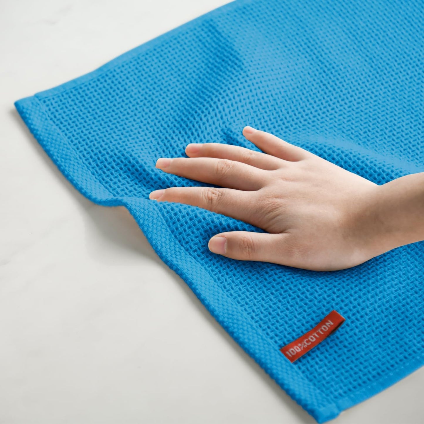 Artoid Mode 100% Cotton Sky Blue Waffle Weave Kitchen Dish Cloths, 12x12 Inch Ultra Soft Absorbent Quick Drying Kitchen Dish Towels Set of 6