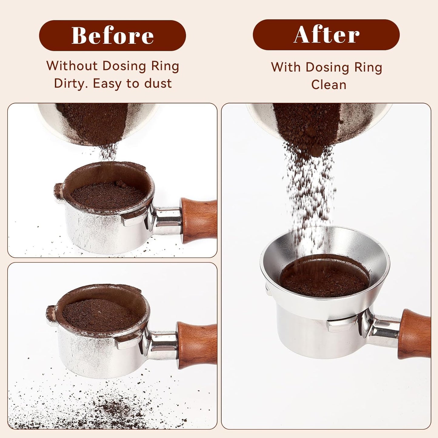 51mm Silver Magnetic Dosing Funnel, Lightweight Coffee Machine Dosing Ring with 9 Magnets, Aluminum Espresso Funnel, Ultra-Strong Adsorption Force