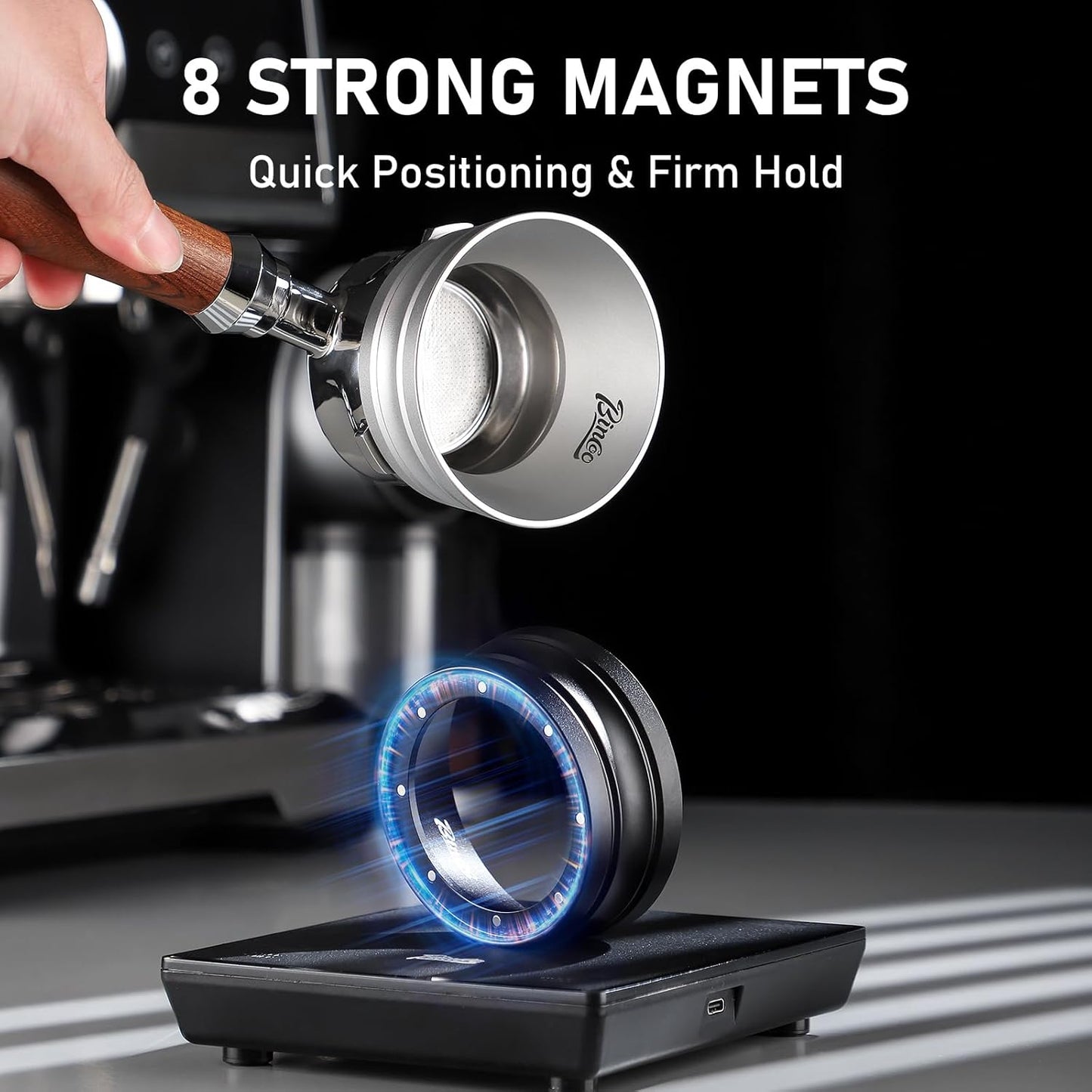 Bincoo Espresso Dosing Funnel 58mm,More Tall Magnetic Aluminum Alloy Portafilter Funnel Ring for Zero Mess Portafilter, Anti-Splash Wide Mouth Coffee Grounds Dosing Tool for Espresso Machine(Black)