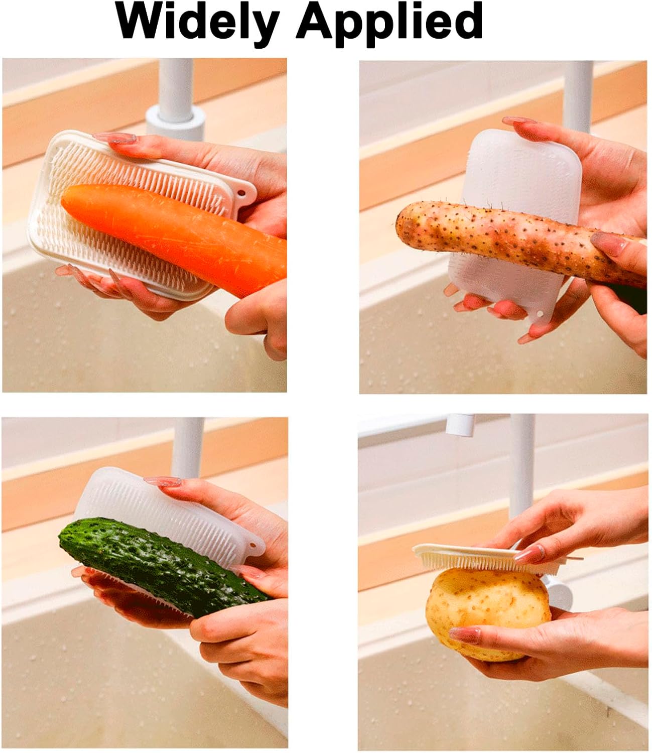 Vegetable Brush, 2 PCS Vegetable Brush Scrubber for Fruits, Potato Scrubber Potato Brush, Soft Bristle Brush for Potato/Carrots/Lotus Root
