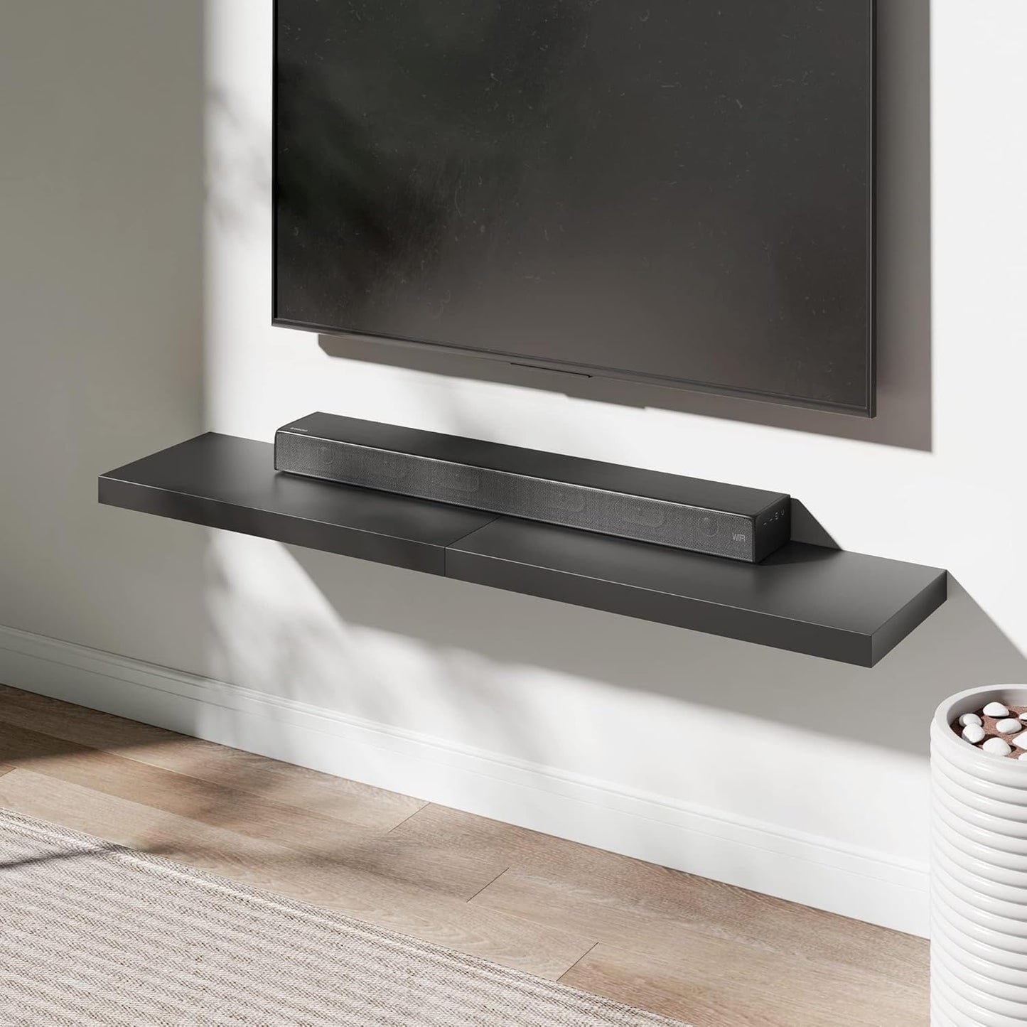 Floating Shelf, Set of 3 Wall Shelf, 30 in W x 12.75 in D x 2 in H Wooden Floating Wall Shelf with Invisible Brackets for Living Room/Bedroom/Bathroom/Kitchen Storage and Decor, Black