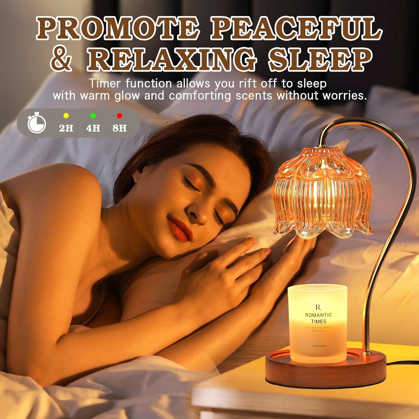 Flower Candle Warmer Lamp with Timer, Dimmable Candle Lamp Warmer, Birthday Christmas Gifts for Women Mom, House Warming for New Home Decor, Lotus Wax Melt Warmer for Jar Candles