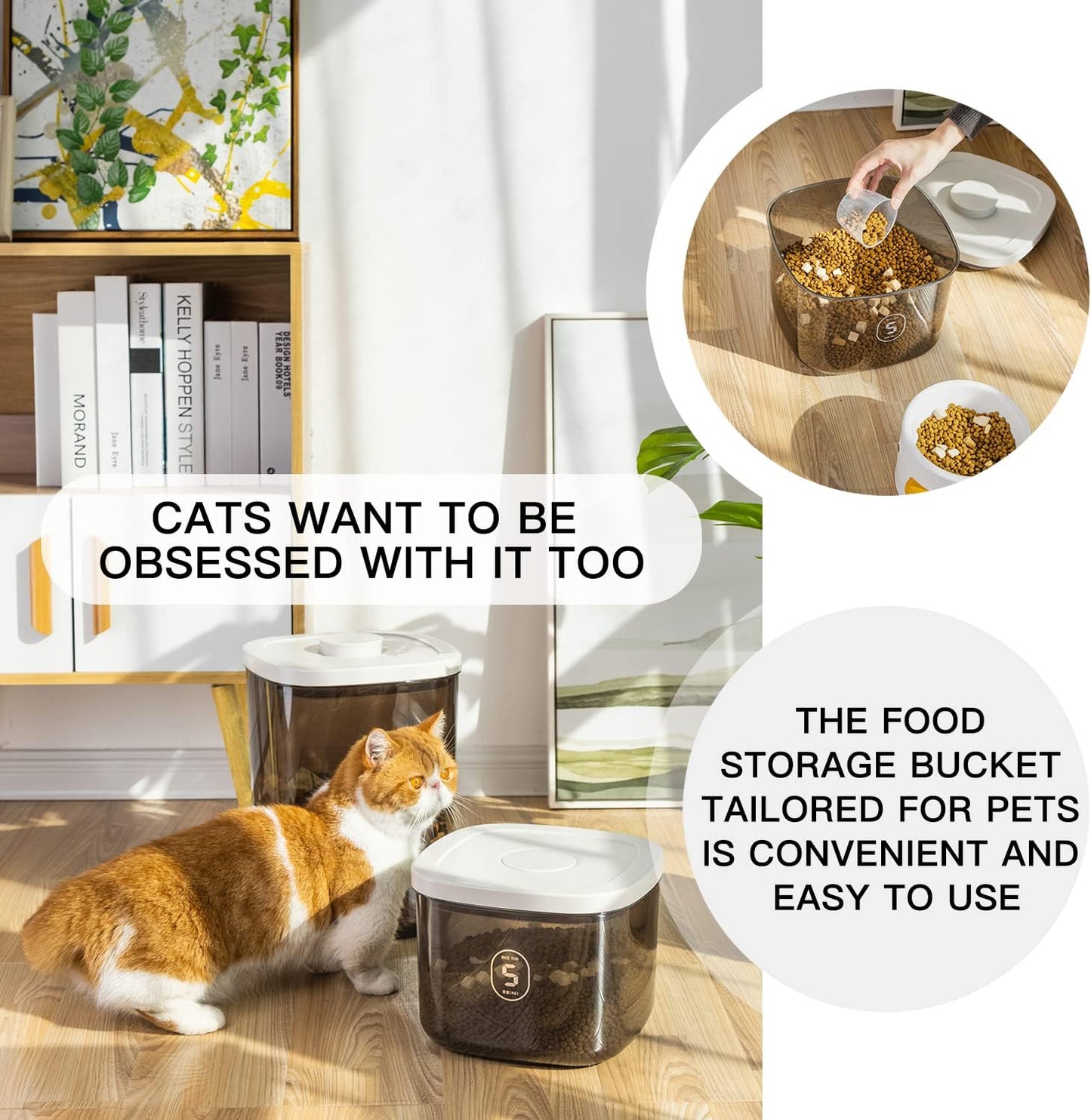 Rice Dispenser,5.28 Qt/5 L/10 Lbs Food Storage Container with Measuring Cup Food Cereal Container Bins Household for Pet Food Organization