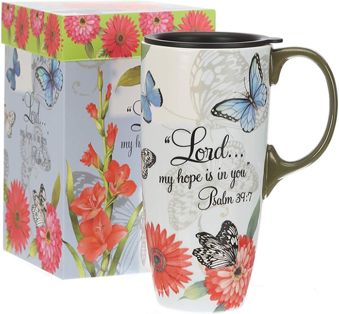 Topadorn 17 OZ. Ceramic Coffee Mug Travel Cup with Handle Sealed Lid and Color Box