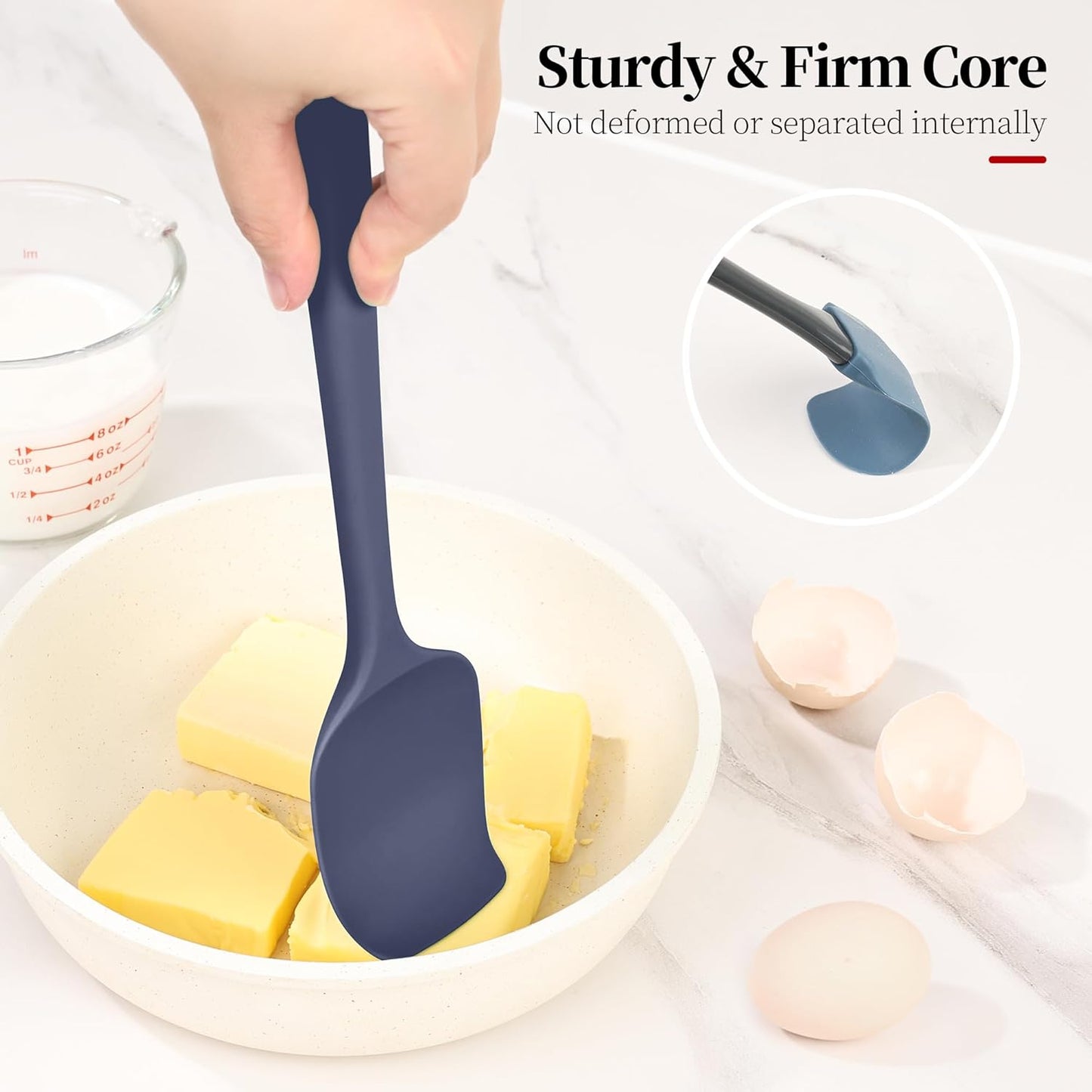 600ºF Heat Resistant Spatula, 11.34 inch High Heat Food Safe Semless Kitchen Silicone Spoon Spoonula Scraper for Cooking Baking Mixing Scraping Stirring Nonstick Cookware Pan (Midnight Blue)