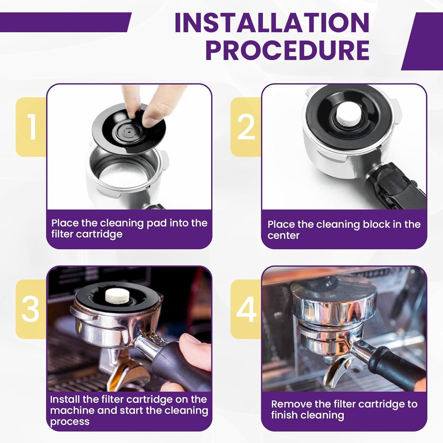 Espresso Backflush Cleaning Disc, 54mm Silicone Backflush Disc for Most Espresso Machines, Compatible with BES870XL BES878BSS BES880 BES840XL BES810BSS, 4 Pack