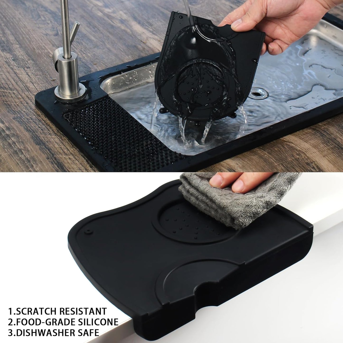 Espresso Tamping Mat, Silicone Coffee Tamper Mat with Corner Edge Tamp Support Station for Countertop, Barista Tools, Espresso Accessories, Medium, Black