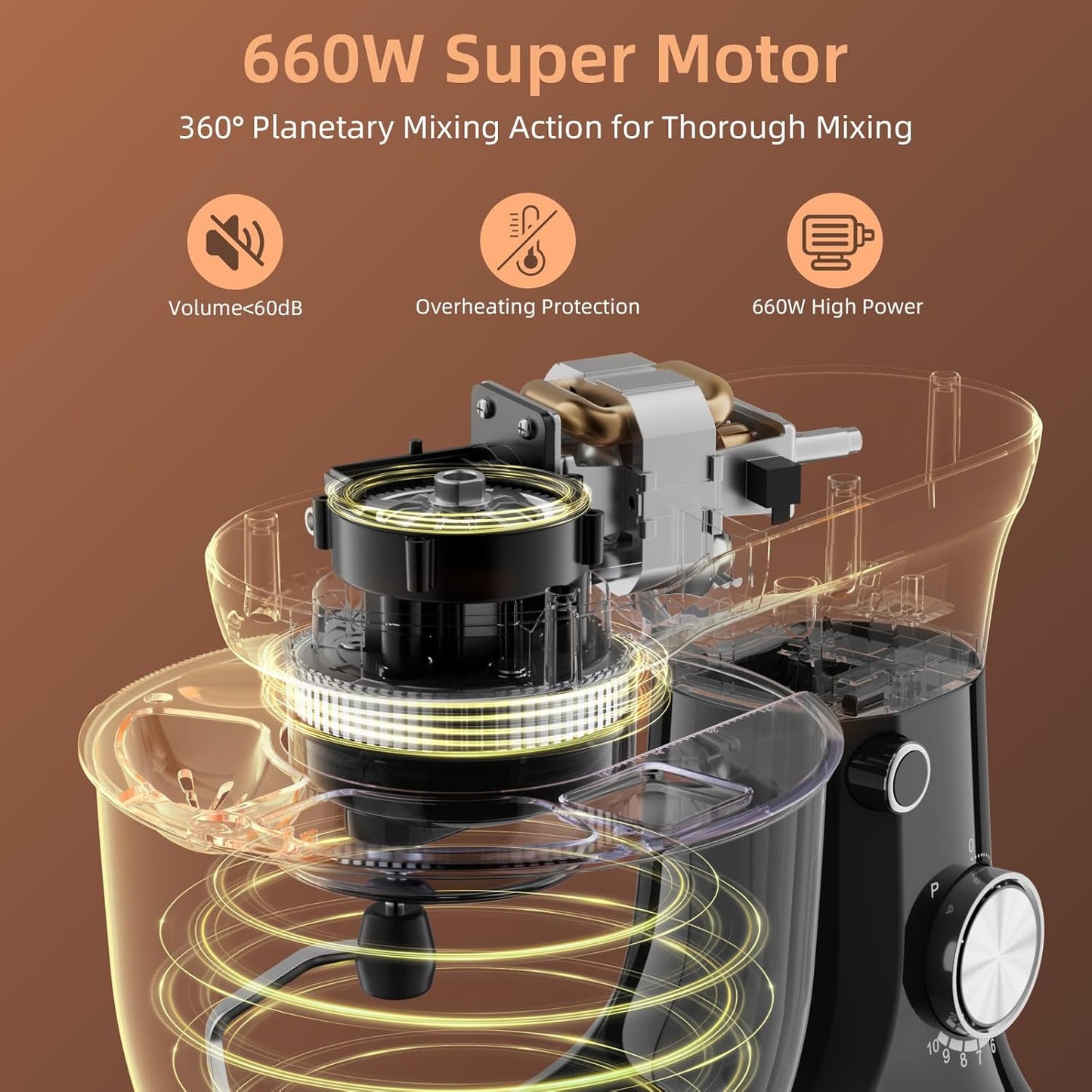 Electric Stand Mixer,10 Speeds Tilt-Head Food Mixer, 3-IN-1 Kitchen Mixer for Daily Cooks with Dishwasher-Safe 6.5 QT Bowl,Dough Hook, Beater, Whisk (Onyx Black)