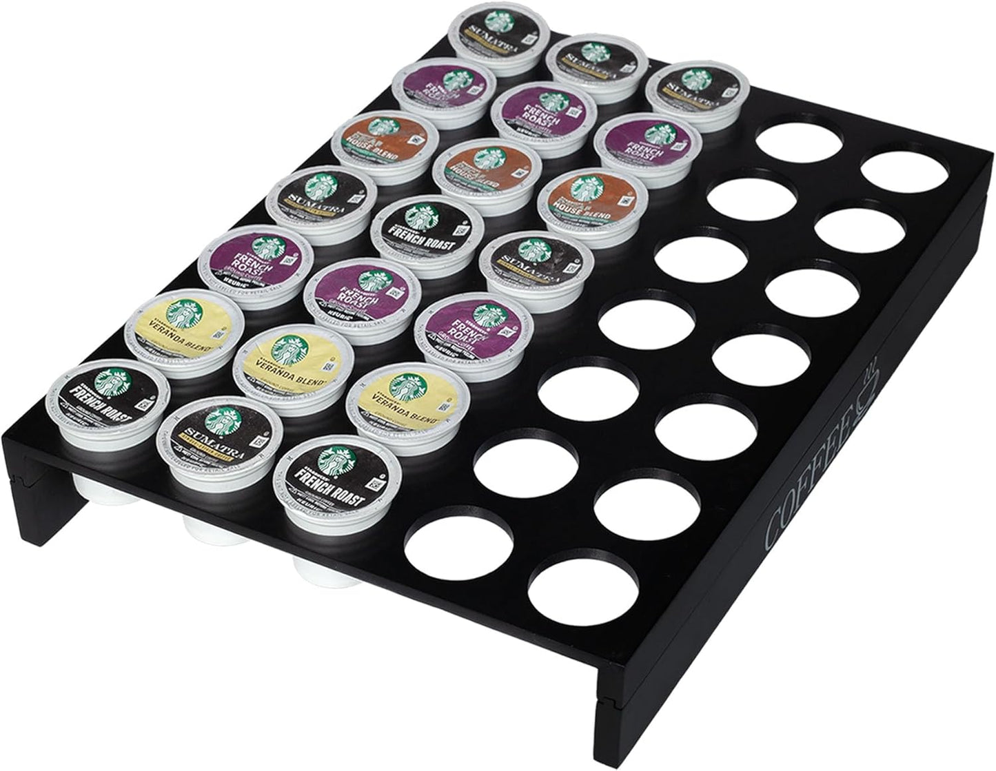 MinBoo BamBoo k cup holder Drawer or Countertop k cup Organizer Coffee Pod Holder Hold 35 Coffee Pod Storage Kcup coffee pods holder for coffee station Office and Kitchen k cup storage,Black