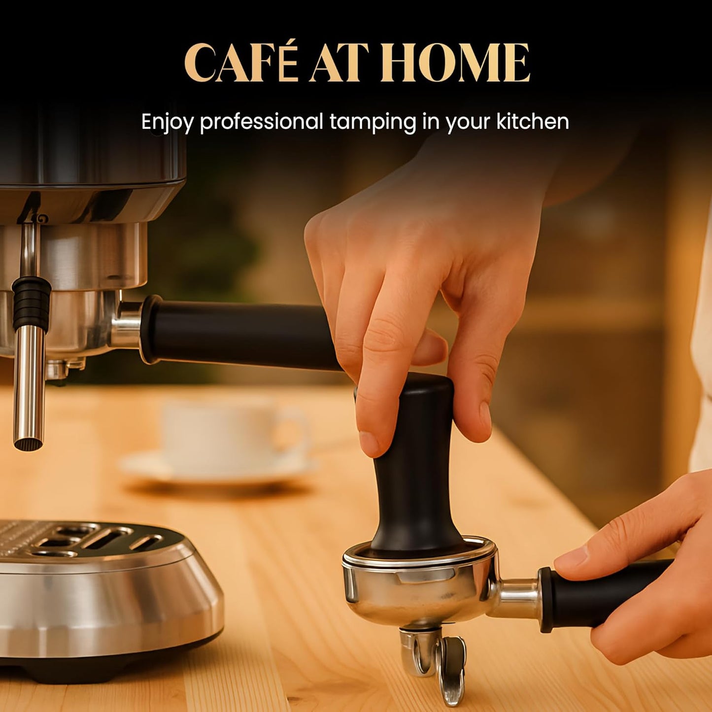 53mm Espresso Tamper – Professional Barista Coffee Tamper with SpringLoaded,Calibrated Flat Stainless-Steel Base & Ergonomic Handle,Fits 53mm Portafilter, Ideal Coffee Accessory for Espresso Lovers
