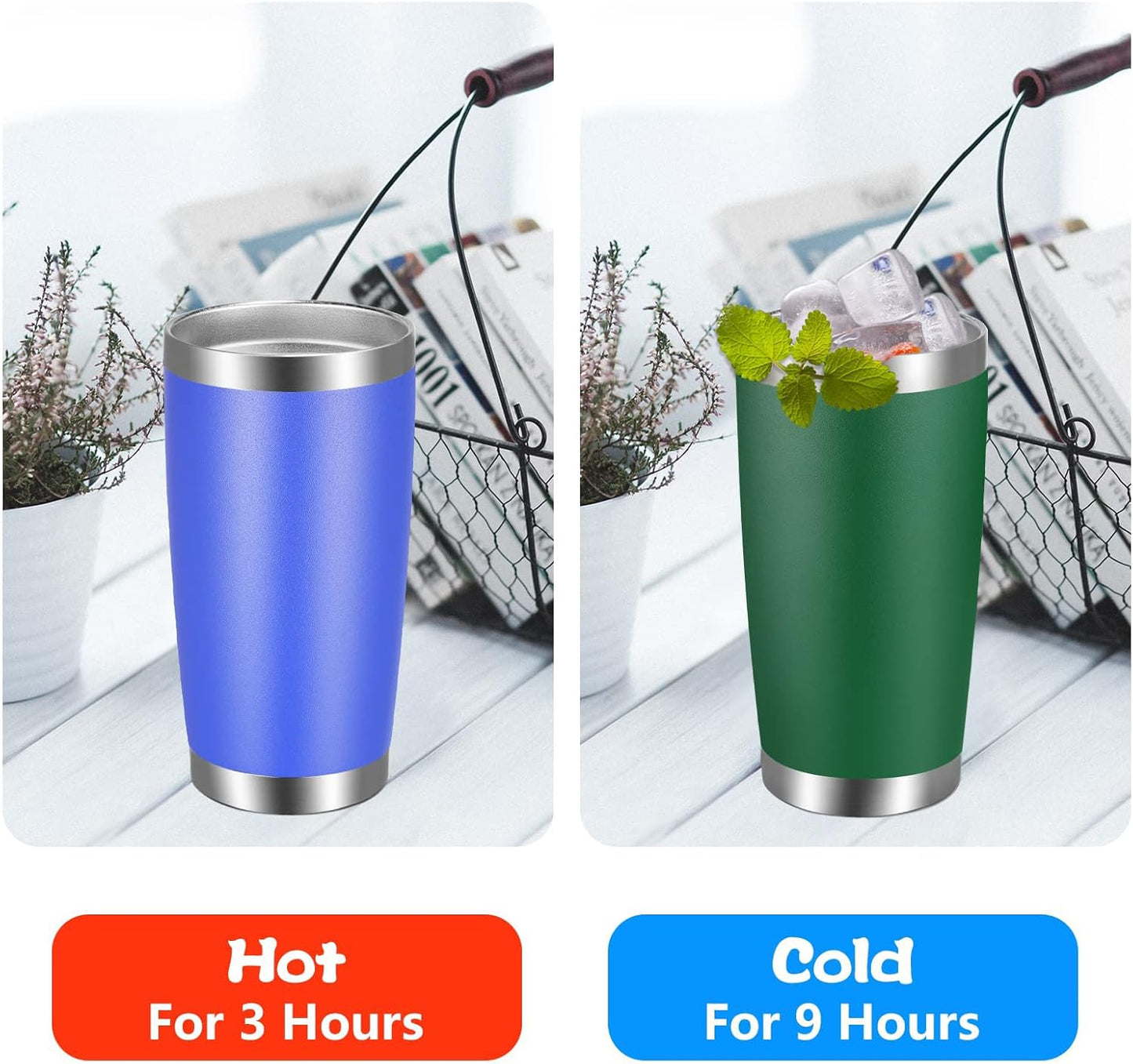 VEGOND 20oz Tumbler with Lid and Straw Stainless Steel Tumbler Cup Vacuum Insulated Double Wall Travel Coffee Mug Powder Coated Coffee Cup(Powder Green 1 Pack)