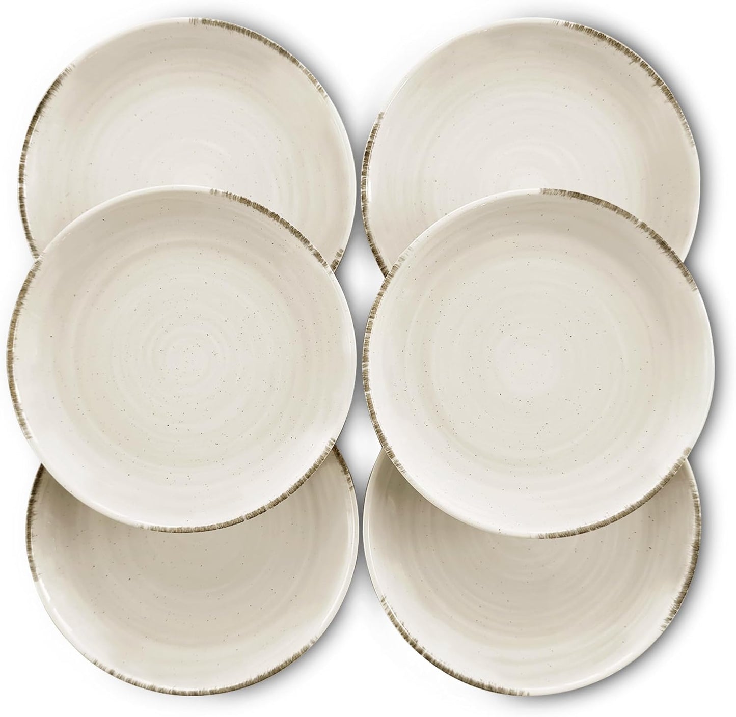 Mora Ceramic Helix Swirl Salad Plates Set of 6, 8in Spiral Porcelain Dish for Kitchen, Small Dinner, Lunch, Appetizer, Dessert, etc - Dishwasher, Microwave, Freezer, Oven Safe Dishware - Snowy White