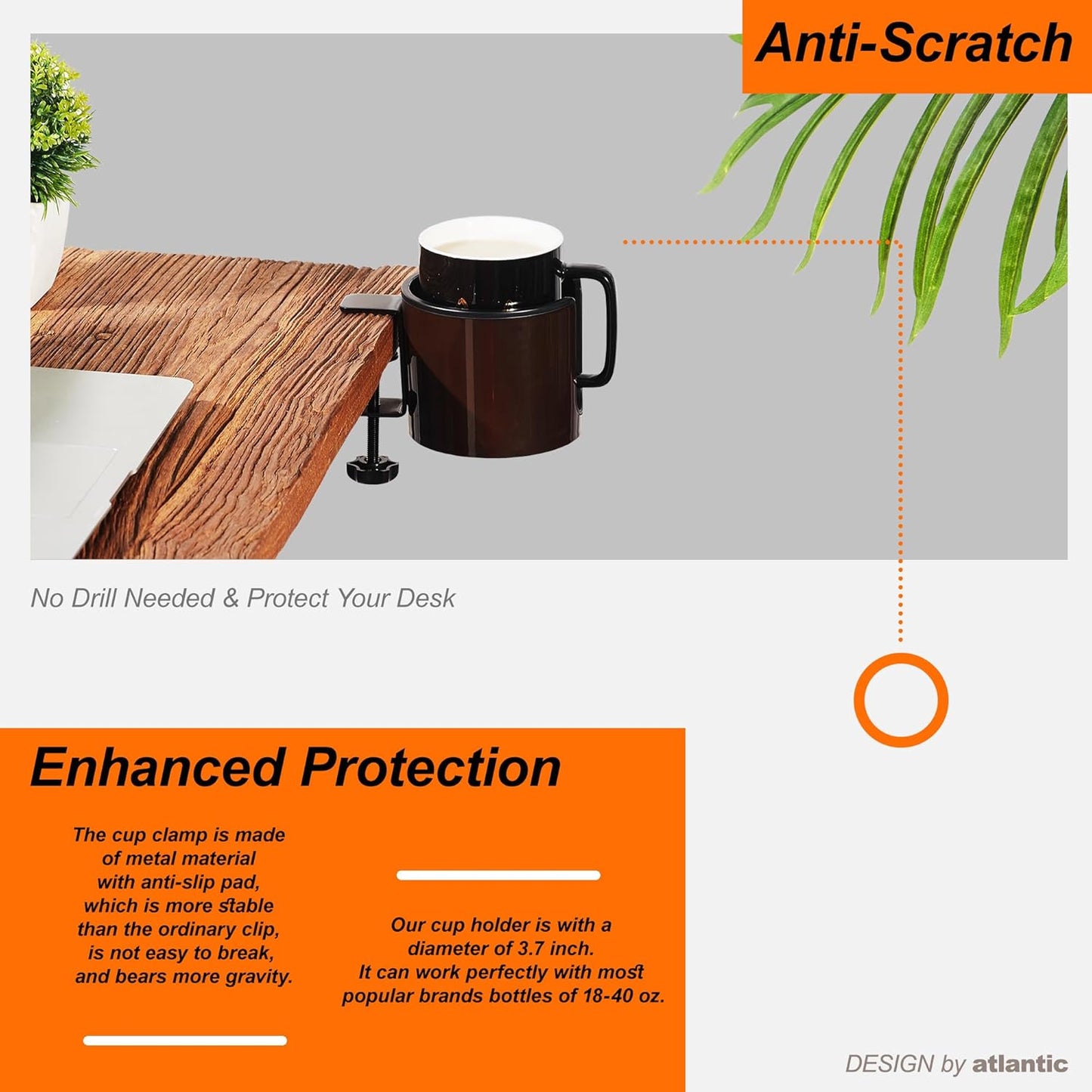 2pcs Cup Holder for Desk (2PCS Brown)