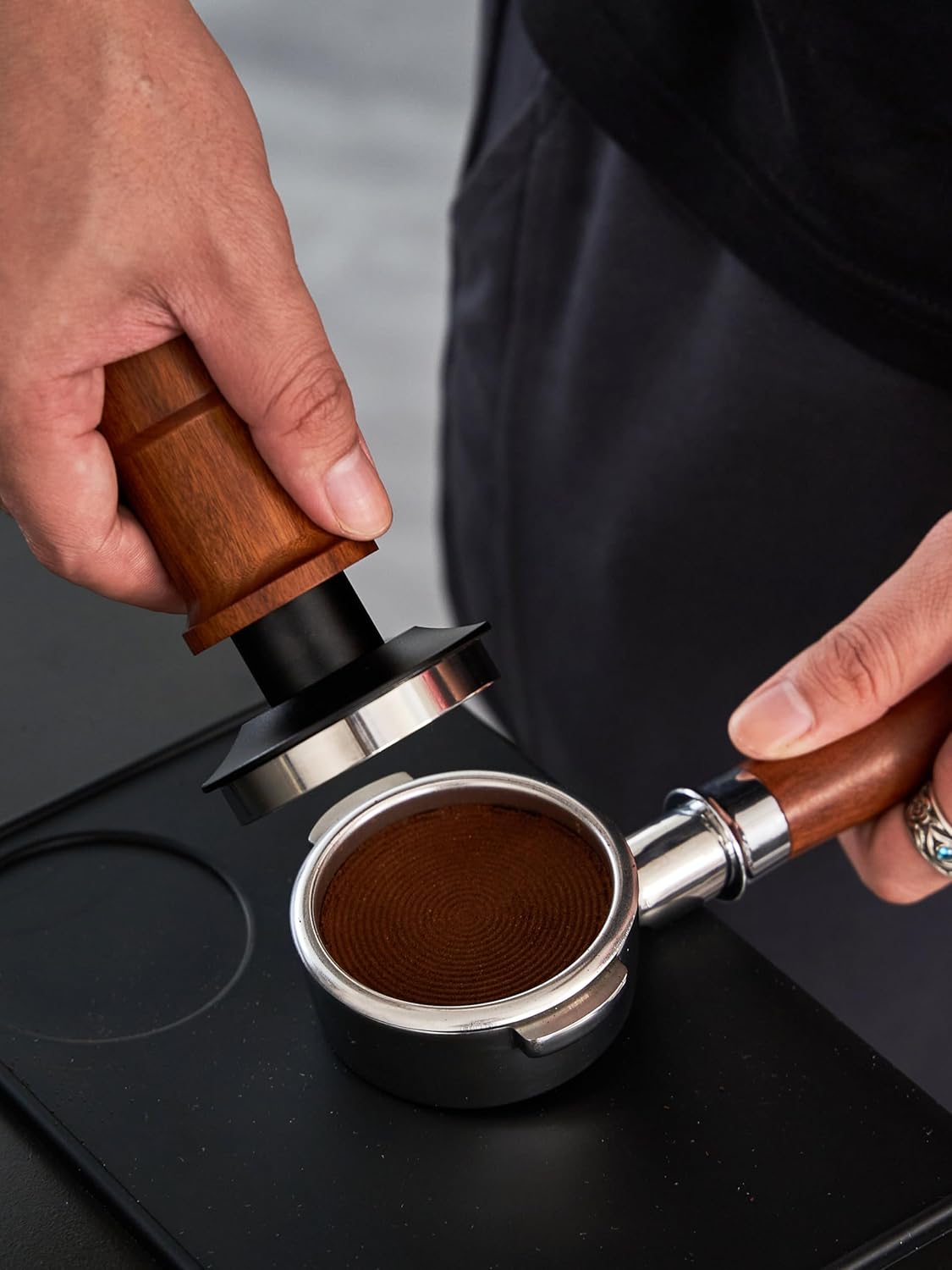 51mm Espresso Tamper, Premium Barista Coffee Tamper with Constant 30lb Calibrated Spring Loaded, Stainless Steel Base and Mahogany Handle. Fits for All 51mm Portafilters, Espresso Accessories