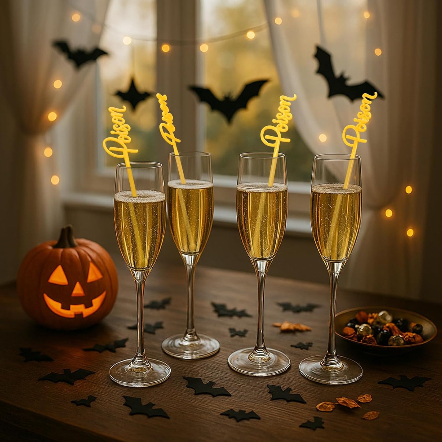 30 Pcs Halloween Swizzle Sticks Plastic Coffee and Cocktail Stirrers Fall Thanksgiving Drink Stirrers Cocktail Mixers for Halloween Fall Autumn Party Tea Coffee Bar Decoration(Poison)