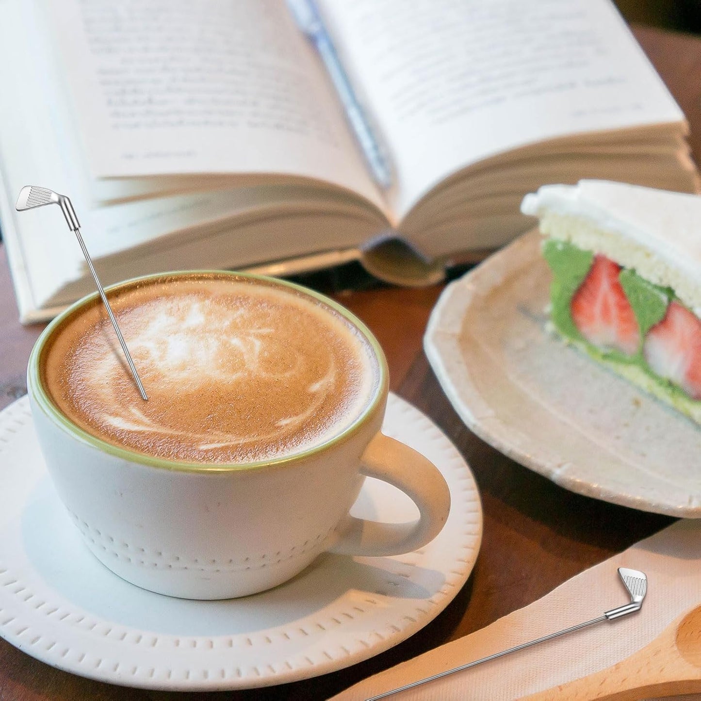 Hushee 20 Pcs Metal Golf Cocktail Stirrers Swizzle Stir Sticks 7.87 Inch Reusable Drink Stirrer Sticks Party Decorations Golf Party Clubhouse and Outing Decorations