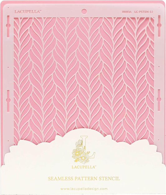 Cake Baking Stencil - Seamless Delicate Pattern for Decorating Tall Double Barrel Cake to Use with Buttercream, Royal Icing, Ganache, Paint, Airbrush (BRIDA)