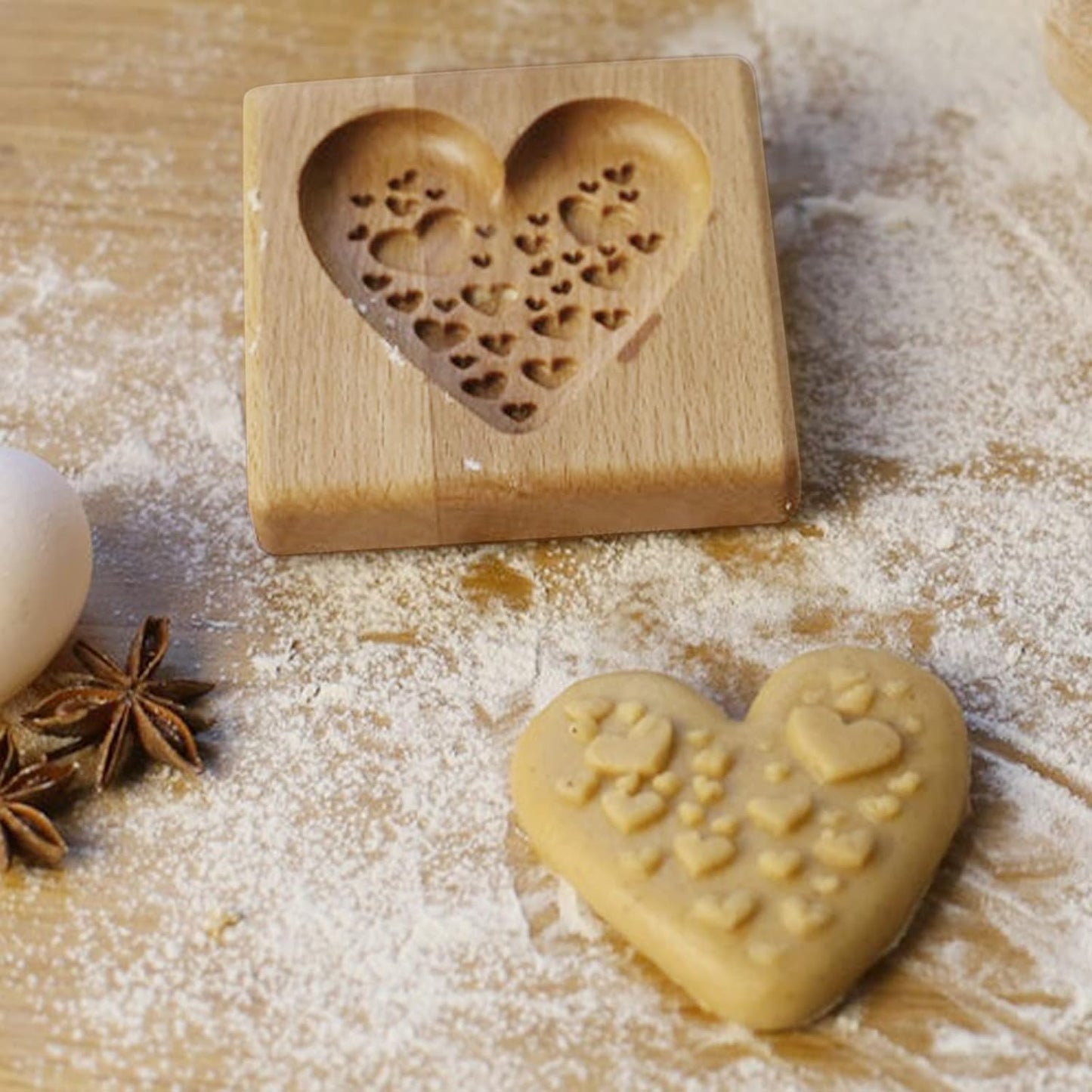 Wooden Cookie Biscuit Mold, 3D Baking Mold, Embossing Craft Decorating Baking Tool, Suitable for Halloween Thanksgiving Christmas Kitchen DIY (Love D 10 * 10 * 2)