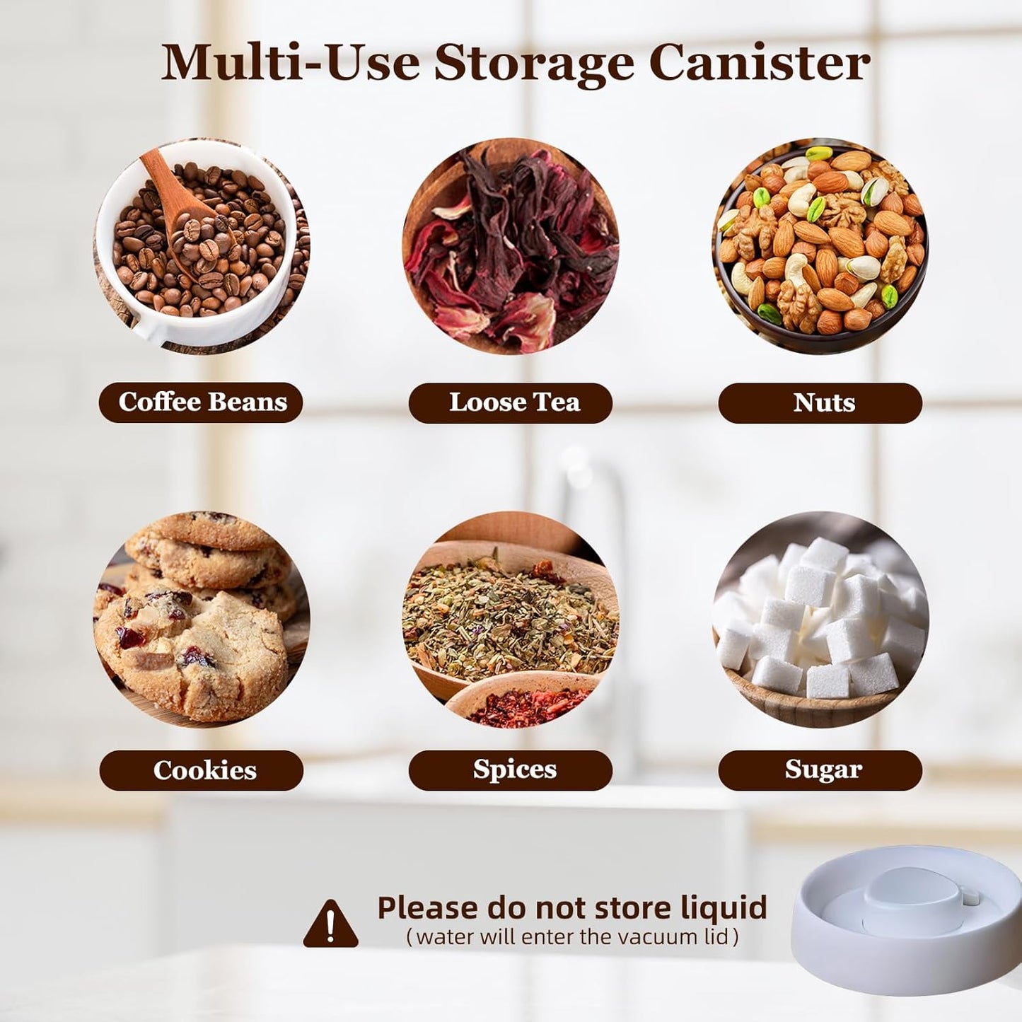 Vacuum Glass Jar with Airtight Lid,61floz/1800ml Borosilicate Glass Coffee Canister Container,Perfect for Coffee Beans & Grounds,Loose Leaf Tea,Candy,Sugar,Nuts,Spices