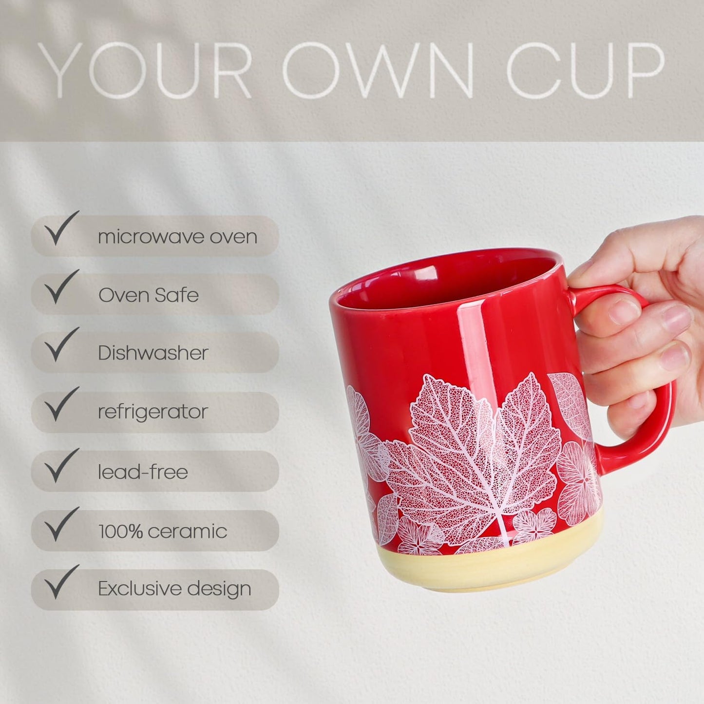 17 oz Large Coffee Mug with Handle Tea Cup Novelty Coffee Cup for Men Women Office Work.Microwave and Dishwasher Safe, Red