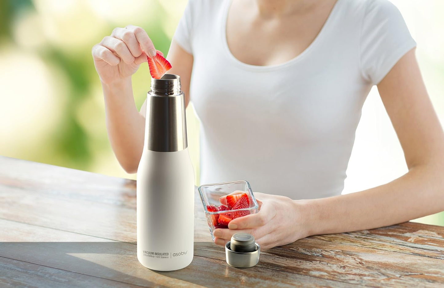 Asobu Oasis 20oz Vacuum Insulated Water Bottle – Reusable Double Walled Stainless Steel Thermos with Spill-Proof Screw Lid – Hot for 12 Hrs, Cold for 24 Hrs – White