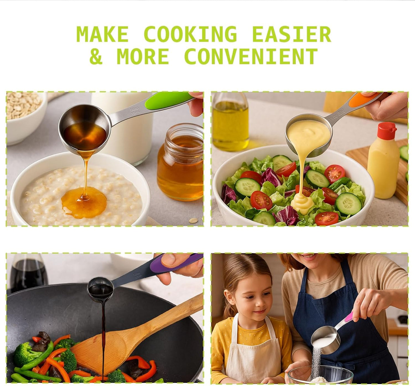 Inmorven 10pcs Measuring Cups and Spoons Set, Nesting Kitchen Stainless Steel Measuring Set for Baking Cooking Dry Liquid Ingredients Upgraded Thickness Handle