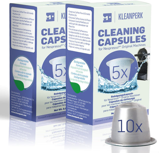 10 Pack Cleaning Pods Compatible with Nespresso Original Machines I Cleaning Kit for Better Tasting Coffee I Coffee Machine Cleaner I Easy and Safe to Use