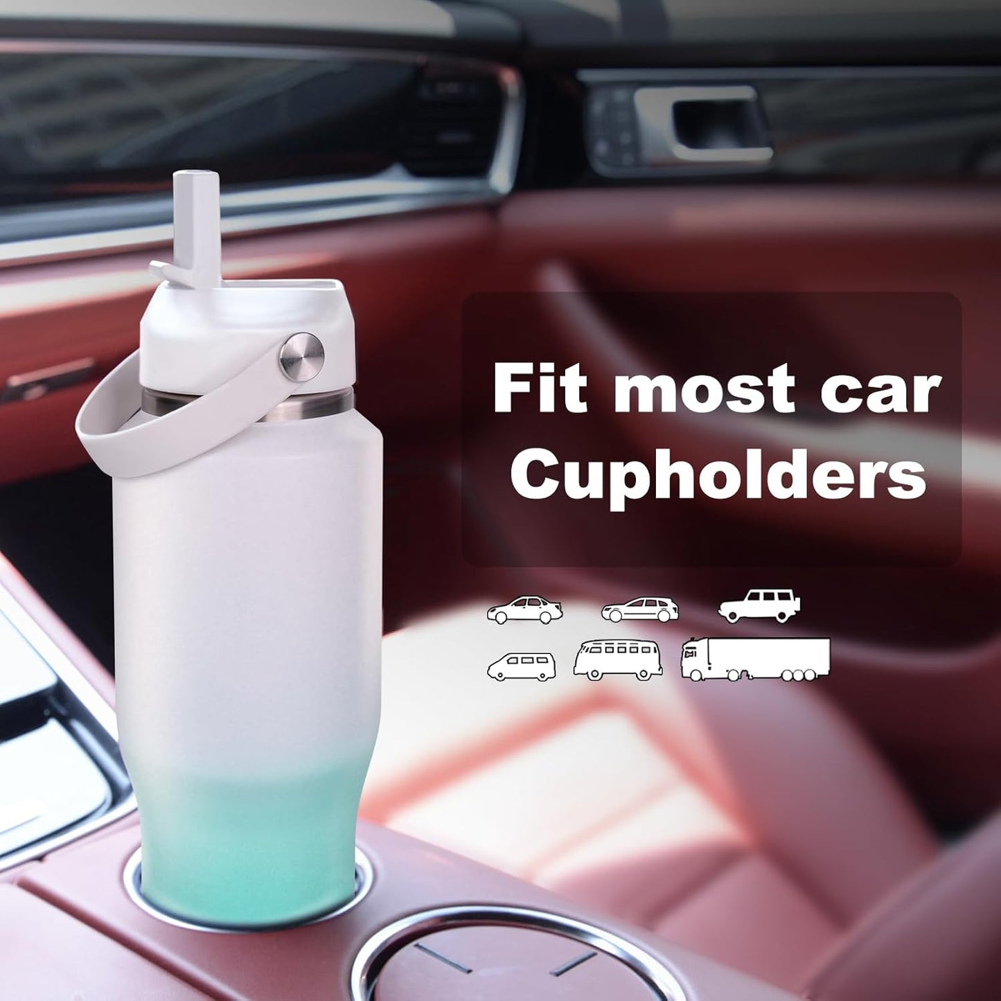 32oz Insulated Water Bottle, Fit in Any Car Cup Holder, Water Bottle with Straw Lids, Stainless Steel Insulated Water Flask Double Wall Leak-proof BPA Free to Keep Cold&Hot